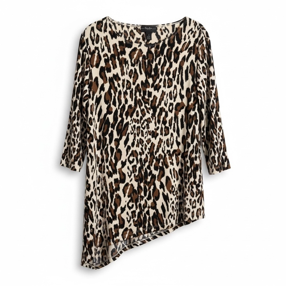 Chico's Animal Print Top with Asymmetrical Design - Picture 4 of 9